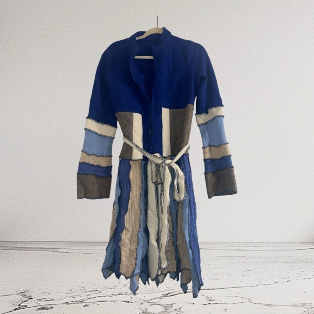 Patchwork Colorblock Long Sz Medium Cardigan Swea… - image 1